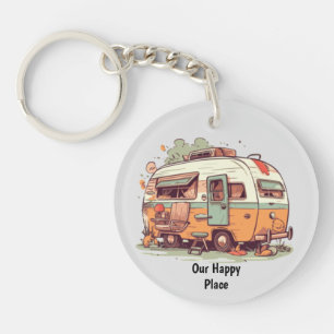 Our happy place camping trailer keychain