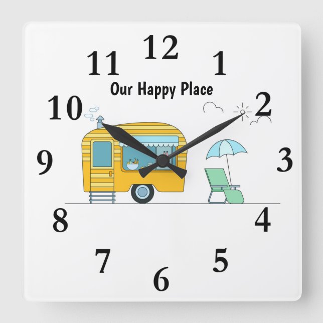 Our Happy Place large Wall Clock (Front)