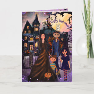 Our Haunted Home Monster Family Halloween Card