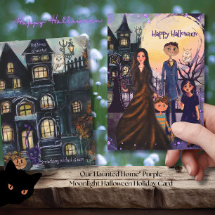 Our Haunted Home" Purple Moonlight Halloween  Holiday Card