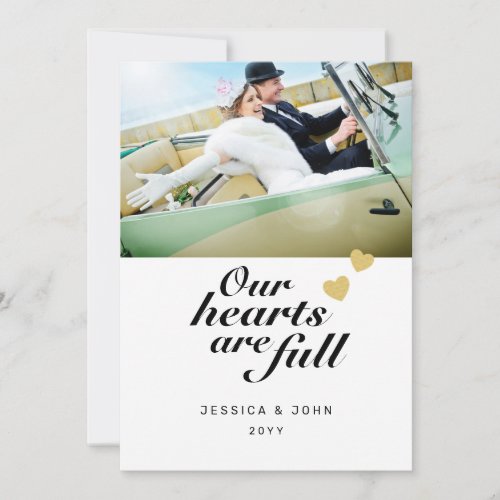Our Hearts are Full 2 Photo Wedding Thank You