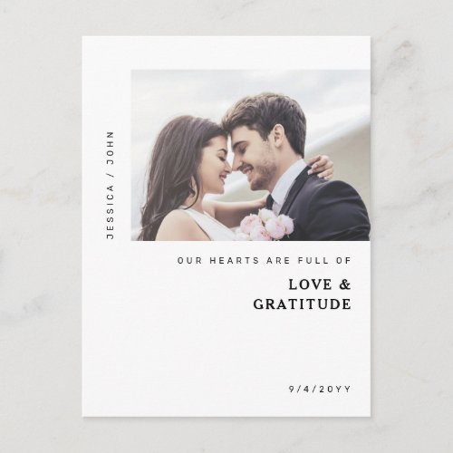 Our Hearts are Full Photo Wedding Thank You Postcard
