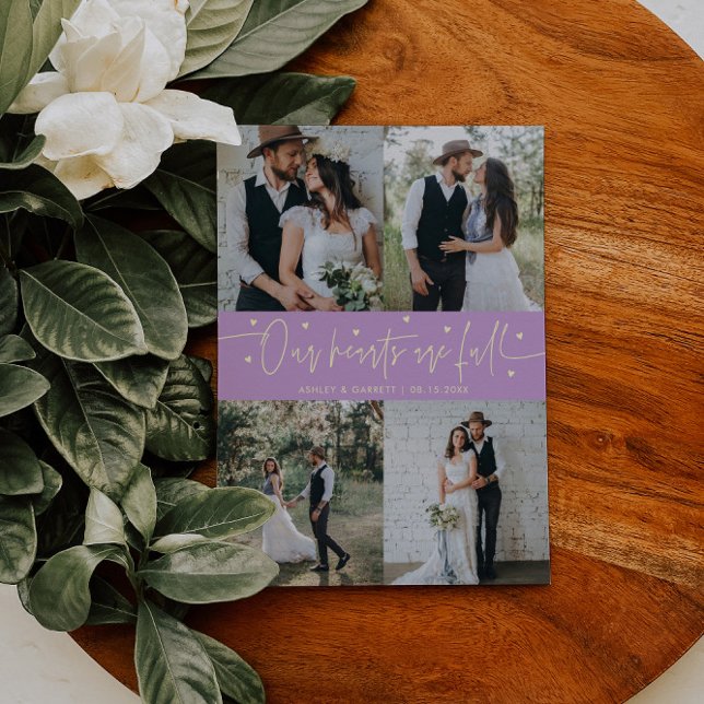 Our Hearts Are Full Wedding Photo Lemon Wisteria Thank You Card (Creator Uploaded)
