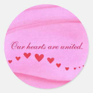Our hearts are united, red hearts wedding seals