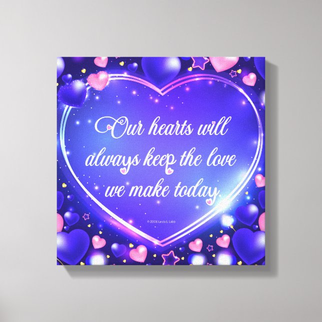 Our hearts keep the love wrapped canvas print (Front)