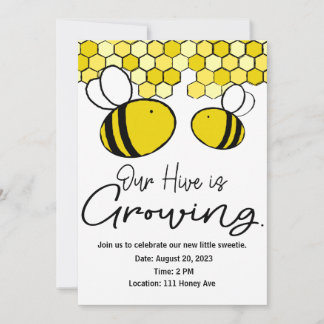 Our Hive Is Growing Bee Themed Announcement