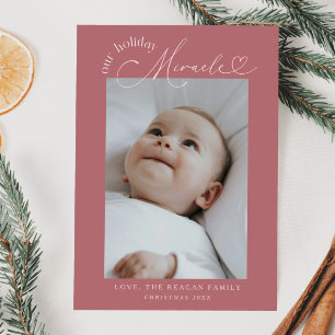 Our Holiday Miracle Pink Birth Announcement