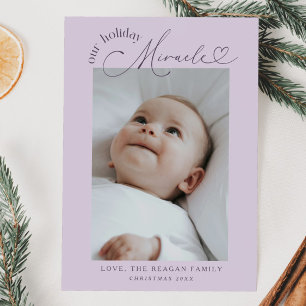 Our Holiday Miracle Purple Birth Announcement