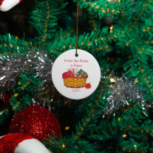 Our Home to Yours Holiday Basket Christmas Ceramic Ornament