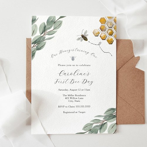 Our Honey Bee Eucalyptus Birthday Invitation