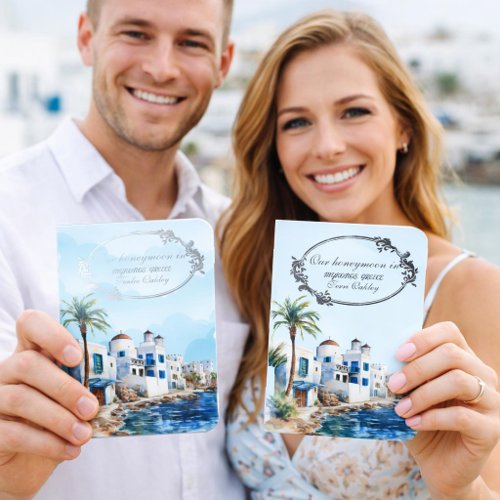 Our Honeymoon In Mykonos, Greece Foil Vow Books