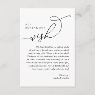 Our Honeymoon Wish, Modern Romantic Enclosure Card