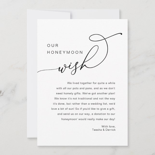 Our Honeymoon Wish, Wedding Invites  (Front)