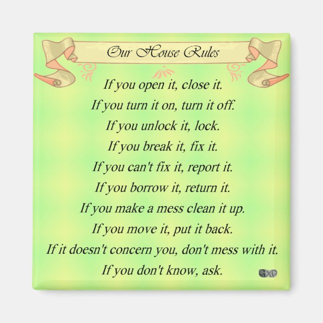 Our House Rules Magnet (Front)