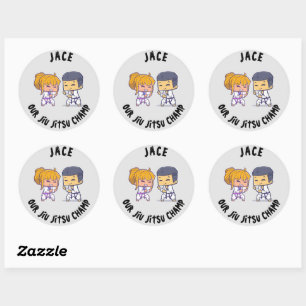 Our Jiu Jitsu Champ Birthday  Classic Round Sticker