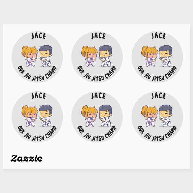 Our Jiu Jitsu Champ Birthday  Classic Round Sticker (Sheet)