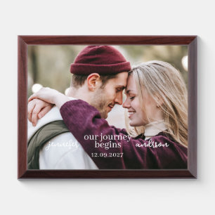 Our Journey Begins Newlywed Names Wedding Photo Award Plaque