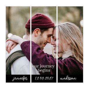 Our Journey Begins Newlywed Names Wedding Photo Triptych