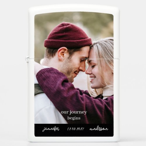 Our Journey Begins Newlywed Names Wedding Photo Zippo Lighter