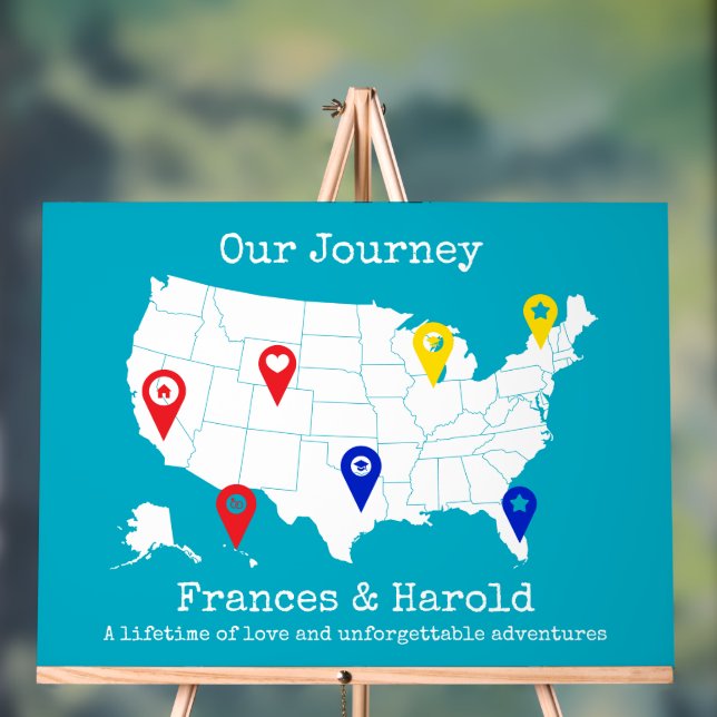 Our Journey - Personalized USA Map Milestone Acrylic Sign (Neutral)