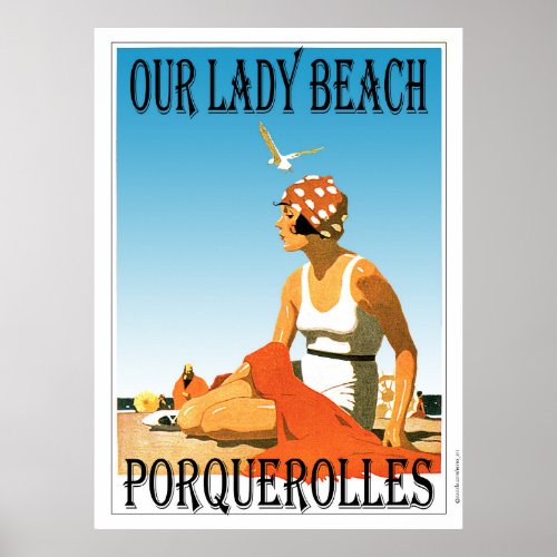 Our Lady Beach Porquerolles France Vintage Style Poster