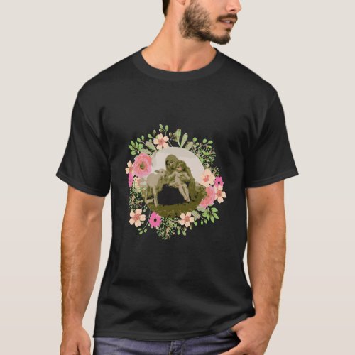 Our Lady Blessed Mother Mary Jesus Lamb Cute Flora T_Shirt