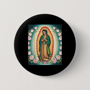 Our Lady De Guadalupe Sant Mary Back Print Christi Button