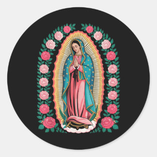 Our Lady De Guadalupe Sant Mary Back Print Christi Classic Round Sticker
