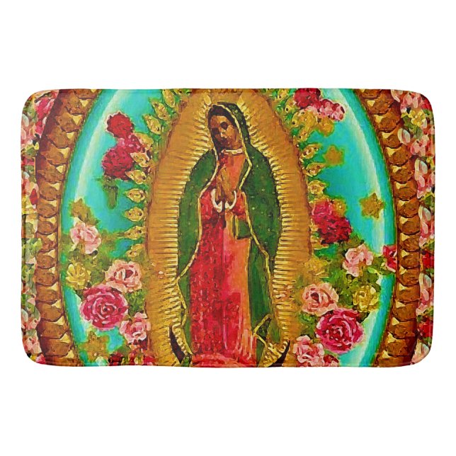 Our Lady Guadalupe Mexican Saint Virgin Mary Bathroom Mat (Front)