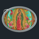 Our Lady Guadalupe Mexican Saint Virgin Mary Belt Buckle<br><div class="desc">"Our Lady of Guadalupe"  "Virgin Mary" Mexican Mexico "Native American" Catholic Bohemian Boho Saint Goddess Christian Indigenous Ethnic Hispanic Latina "Latin American" Spanish Colonial Mayan Precolumbian Toltec Olmec "Nuestra Senora de Guadalupe" Catolica Espagnol Kitsch Southwest Southwestern Vintage Souvenir Holy Mother Jesus God Worship Religion Hippie Global Peace</div>