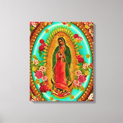 Our Lady Guadalupe Mexican Saint Virgin Mary Canvas Print