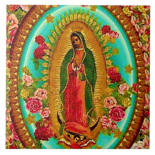 Our Lady Guadalupe Mexican Saint Virgin Mary Ceramic Tile