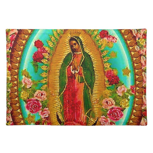 Our Lady Guadalupe Mexican Saint Virgin Mary Cloth Placemat (Front)