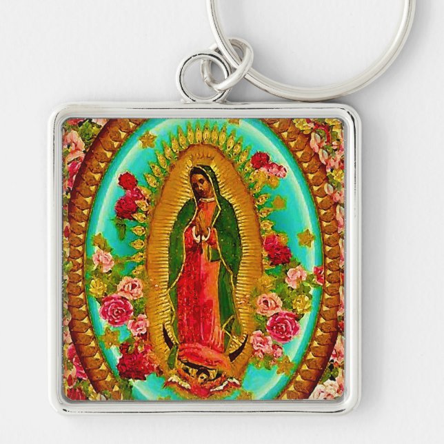 Our Lady Guadalupe Mexican Saint Virgin Mary Keychain (Front)
