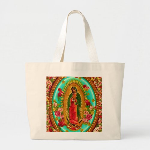 Our Lady Guadalupe Mexican Saint Virgin Mary Large Tote Bag