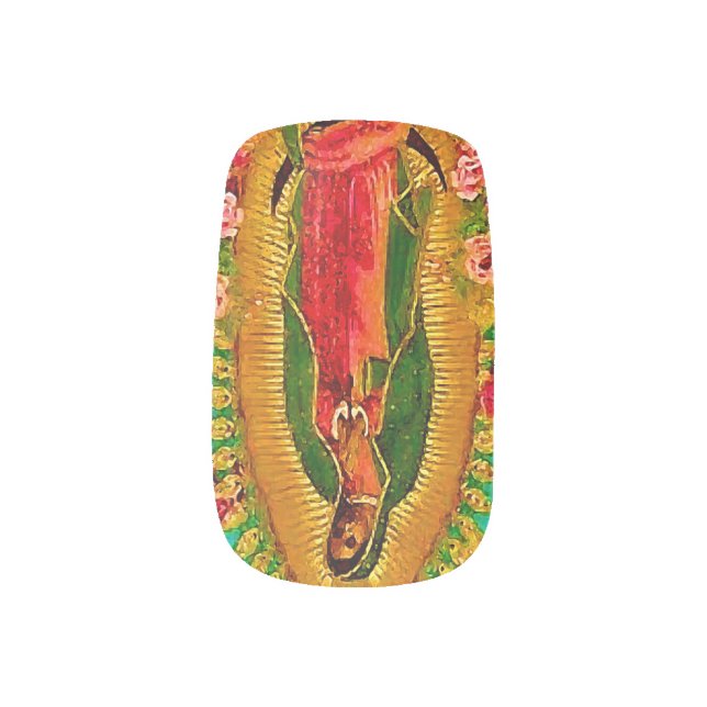 Our Lady Guadalupe Mexican Saint Virgin Mary Minx Nail Art (Left Thumb)
