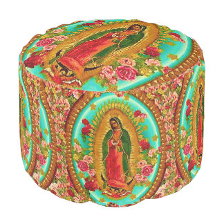 Our Lady Guadalupe Mexican Saint Virgin Mary Pouf