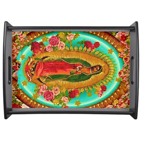 Our Lady Guadalupe Mexican Saint Virgin Mary Serving Tray