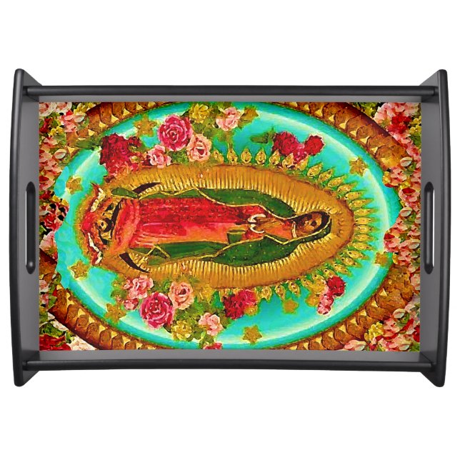 Our Lady Guadalupe Mexican Saint Virgin Mary Serving Tray (Front)