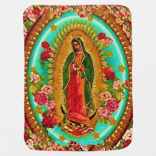 Our Lady Guadalupe Mexican Saint Virgin Mary Stroller Blanket