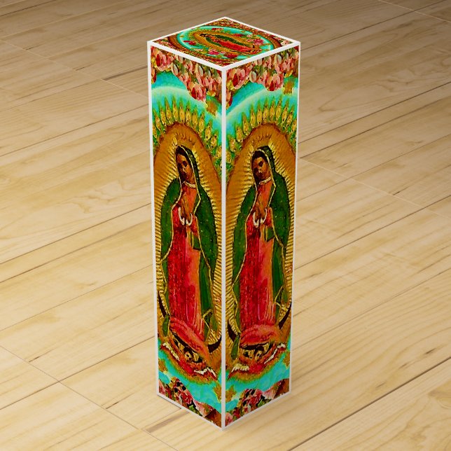 Our Lady Guadalupe Mexican Saint Virgin Mary Wine Box (Front)