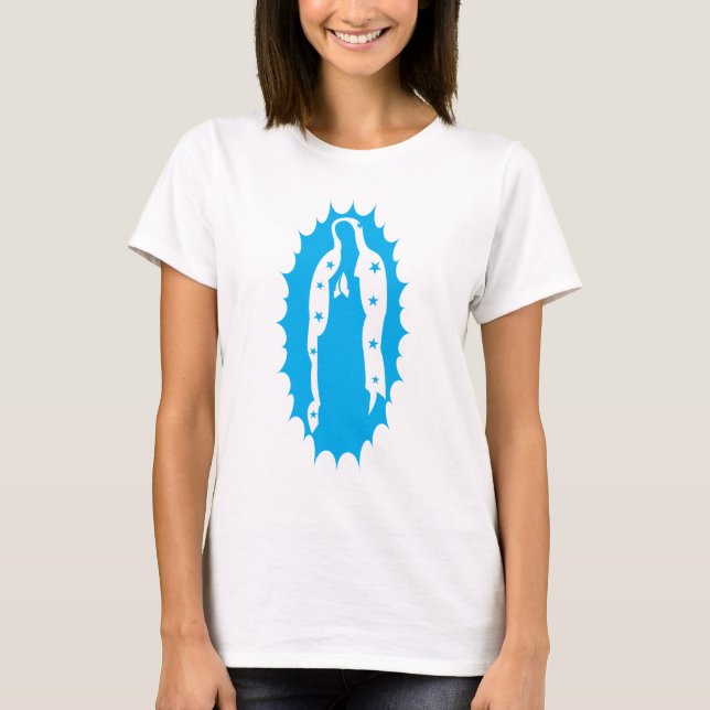 OUr Lady Guadalupe Modern Aqua T-Shirt (Front)