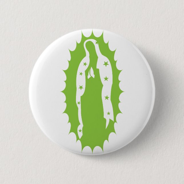 OUr Lady Guadalupe Modern lime green Pinback Button (Front)