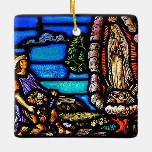 Our Lady Guadalupe Nuestra Senora Stained Glass Ceramic Ornament