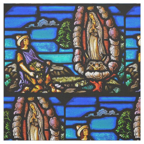 Our Lady Guadalupe Nuestra Senora Stained Glass Fabric