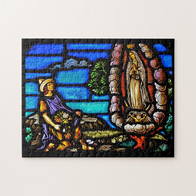 Our Lady Guadalupe Nuestra Senora Stained Glass Jigsaw Puzzle (Horizontal)