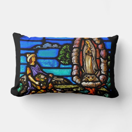 Our Lady Guadalupe Nuestra Senora Stained Glass Lumbar Pillow