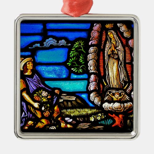 Our Lady Guadalupe Nuestra Senora Stained Glass Metal Ornament