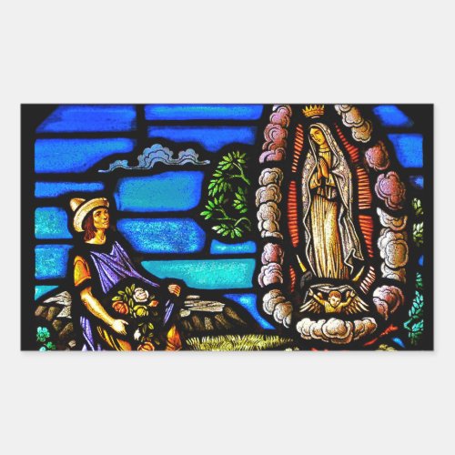 Our Lady Guadalupe Nuestra Senora Stained Glass Rectangular Sticker