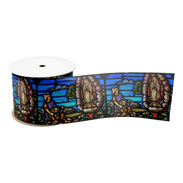 Our Lady Guadalupe Nuestra Senora Stained Glass Satin Ribbon (Spool)